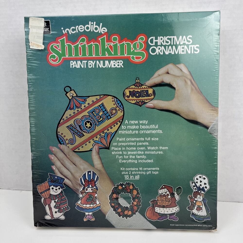 Vintage Craft Master Ornaments Kit Incredible Shrinking Paint By Number 1974